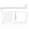 Wandhoofddouche met waterval vierkant 600 x 25 mm chroom