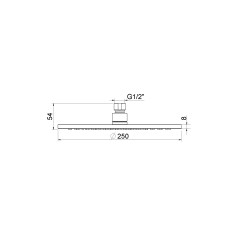 UniMatch hoofddouche rond 25 x 0,8 cm chroom