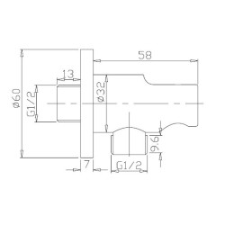 UniMatch wandaansluitbocht met handdouchehouder rond 1/2" chroom