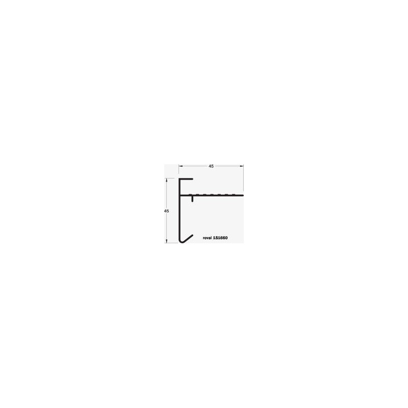 Roval aluminium daktrim gemoffeld 45 x 45 mm