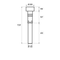 Ubbink Ventub Dakdoorvoer Ventilatie 125 - 1020mm - zwart