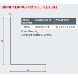Roval Grindkeringsprofiel Flexibel 80 x 60 x 1.5mm - geperforeerd