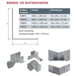 Roval Grindkeringsprofiel Hoekverbindingsstuk 120 x 100 x 1.5mm