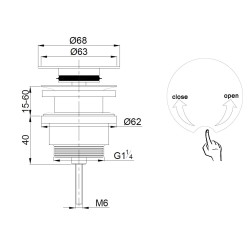 Flowe draaiwaste afvoerplug 5/4" chroom