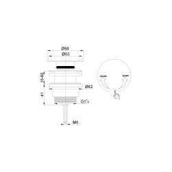 Flowe draaiwaste afvoerplug 5/4" mat zwart