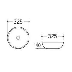 Luna waskom rond 32,5 x 14 cm keramiek glans wit