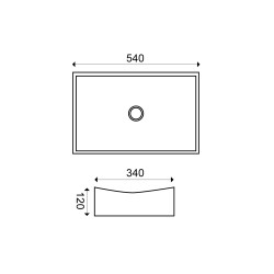 Slide waskom rechthoekig 55 x 35 x 12 cm keramiek glans wit