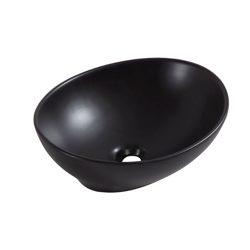 Barco waskom ovaal 40 x 33 x 14,5 cm keramiek mat zwart