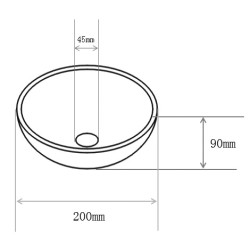 Consilio waskom rond 20 x 9 cm keramiek mat zwart