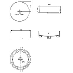 Link waskom rond 40 x 12 cm keramiek mat wit