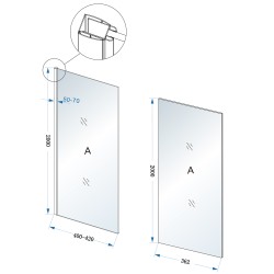 Comfort zijwand met muurprofiel 400 x 2000 x 10 mm nano helder glas/ch