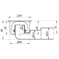 Blücher vloerput Compact rvs304 97 x 97 mm ou/zu