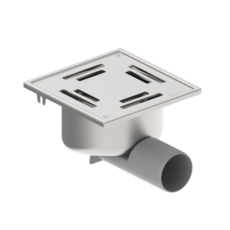 Blücher vloerput Compact rvs304 147 x 147 mm ou/zu ws 50mm schroef