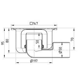 Blücher vloerput Compact rvs304 147 x 147 mm ou/zu ws 50mm
