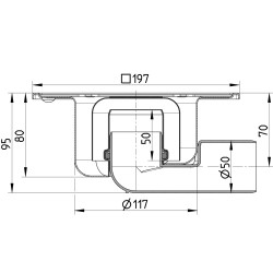 Blücher vloerput Compact rvs304 197 x 197 mm ou/zu ws 50mm