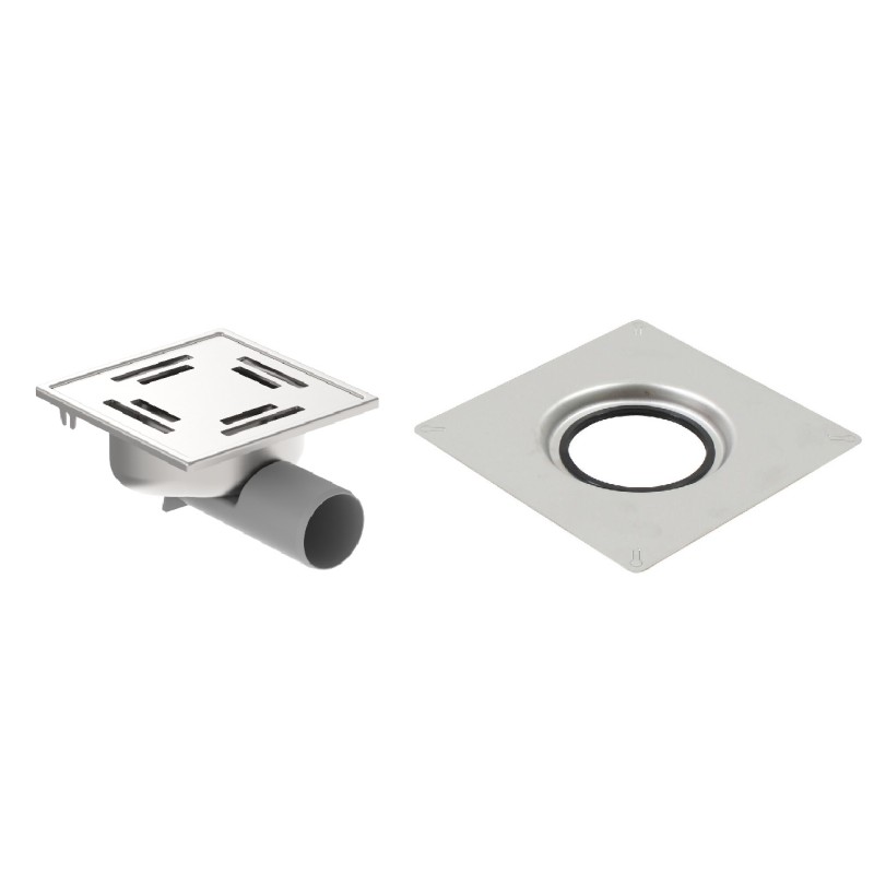 Blücher vloerput Compact rvs304 147 x 147 mm ou/zu membraanflens