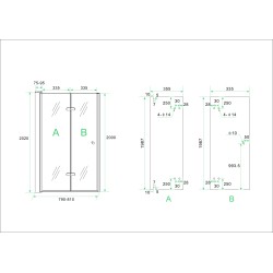 Maki nisdeur vouwbaar links 800 x 2000 x 8 mm nano helder glas/chroom