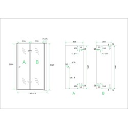 Maki nisdeur vouwbaar rechts 800 x 2000 x 8 mm nano helder glas/chroom
